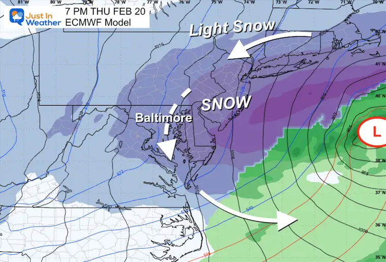 February 14 weather winter snow storm forecast Thursday night