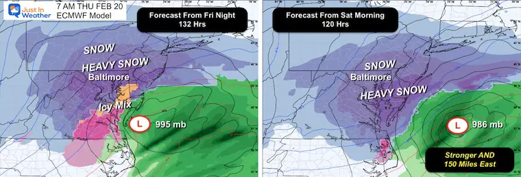 February 15 snow storm Thursday model trend