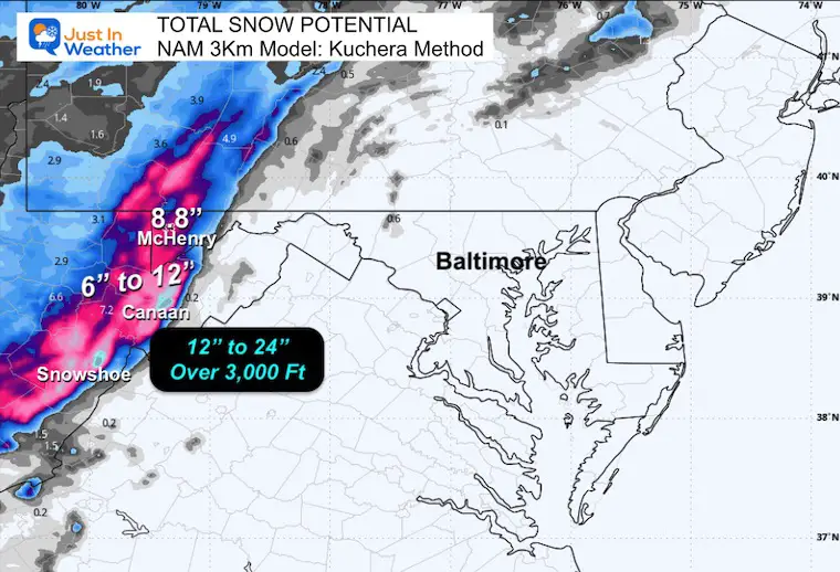 February 16 snow forecast NAM