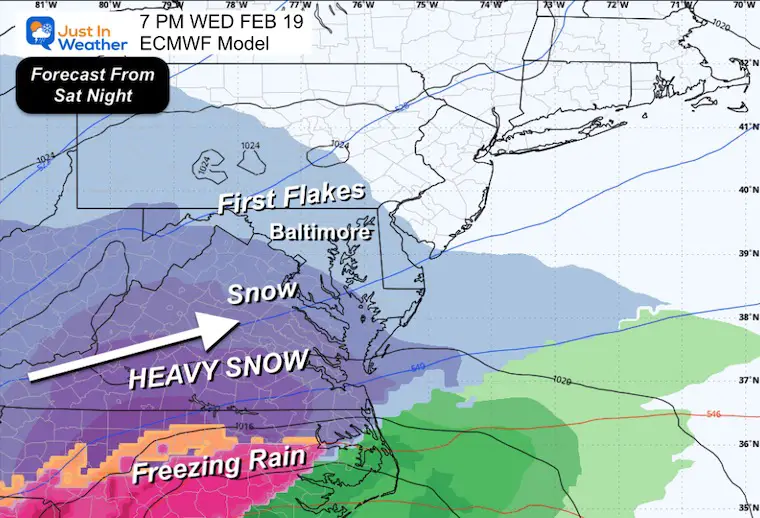 February 16 weather winter storm ECMWF Wednesday night