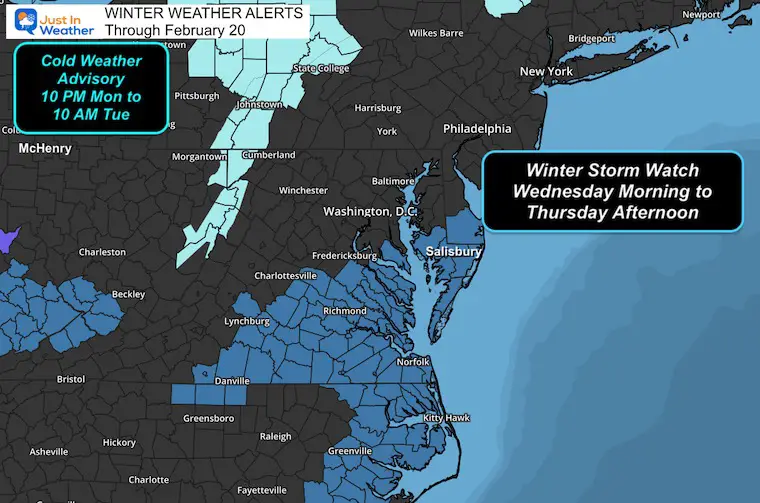 Winter Storm Watch Wednesday Snow Mid Atlantic