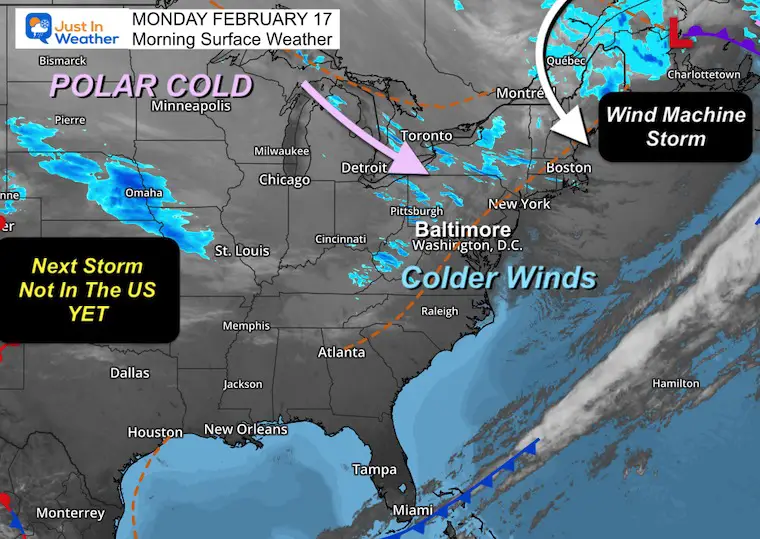 February 17 weather storm Monday morning