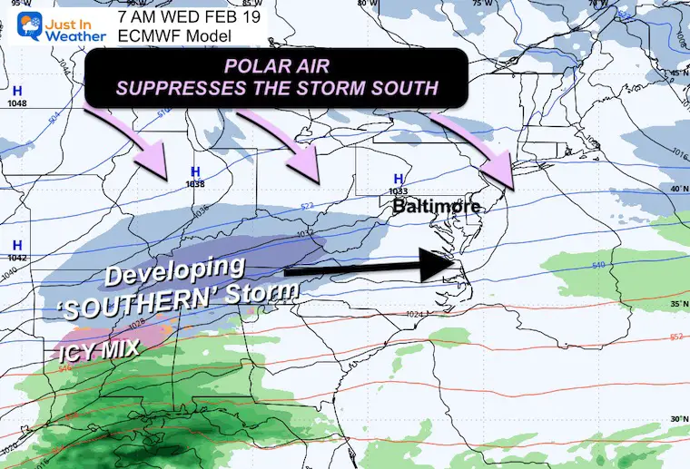 February 17 weather storm set up Wednesday morning