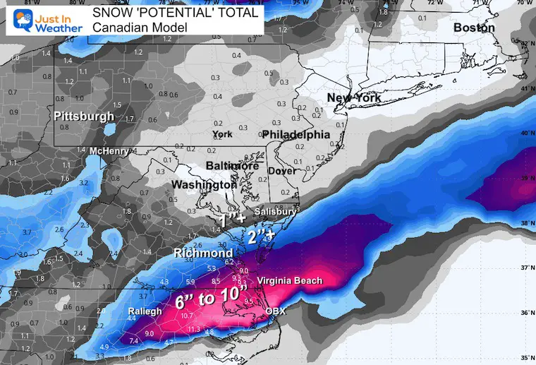 February 17 snow total forecast Canadian