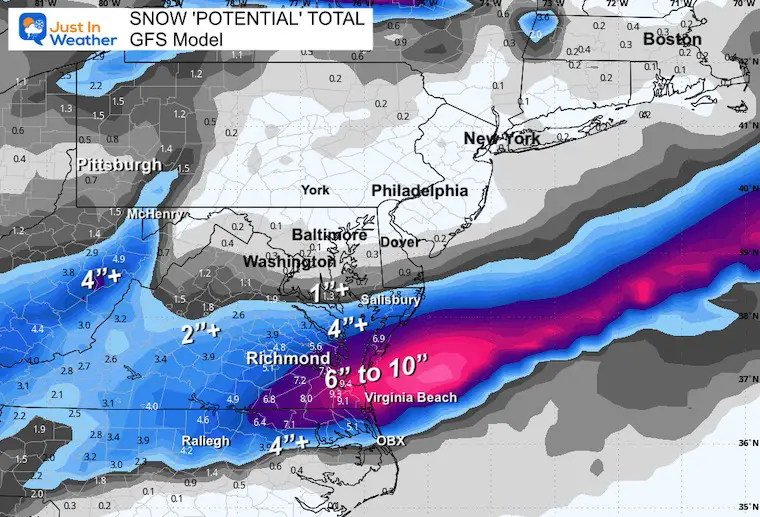 February 17 snow total forecast GFS