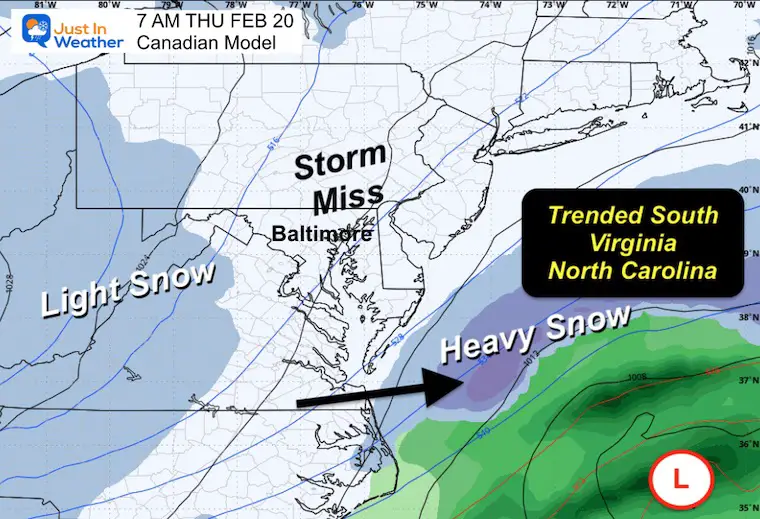 February 17 weather winter storm Thursday morning Canadian