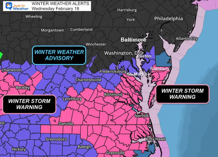 February 18 winter storm warning