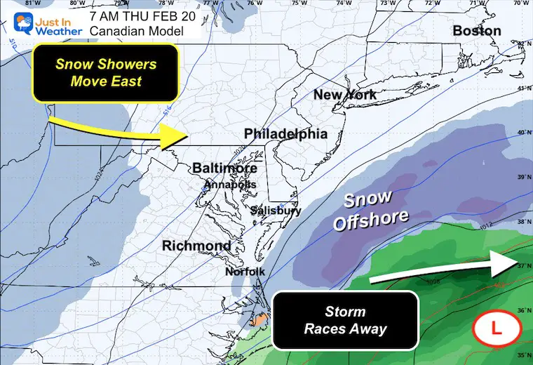 February 18 winter storm forecast Thursday Canadian