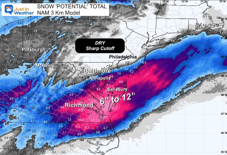 February 18 weather snow total NAM