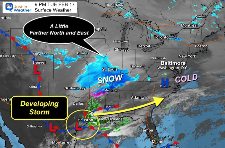 February 18 weather storm Tuesday night