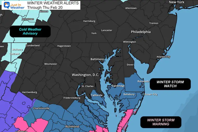 February 18 winter storm Watch Maryland