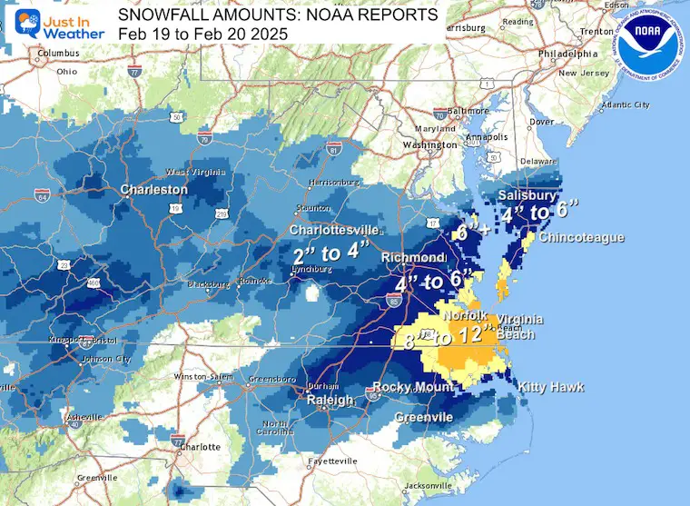 February 20 snow total Mid Atlantic