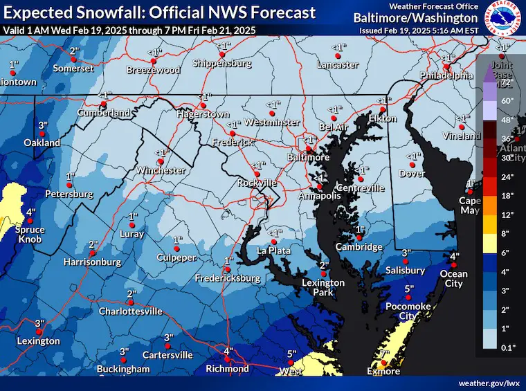 February 19 weather snow total NWS