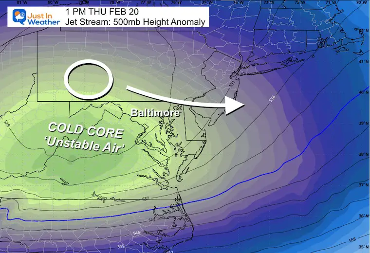 February 19 weather storm forecast jet stream Thursday afternoon