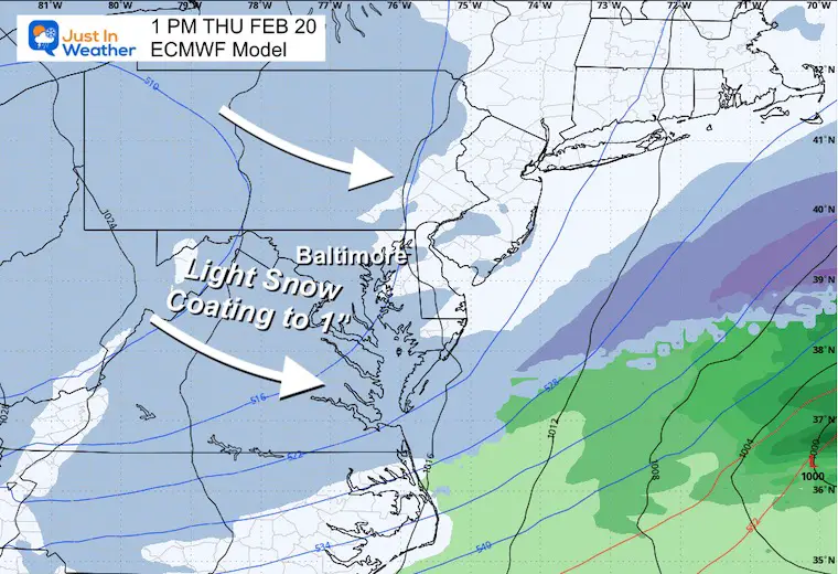 February 19 weather storm forecast Thursday afternoon