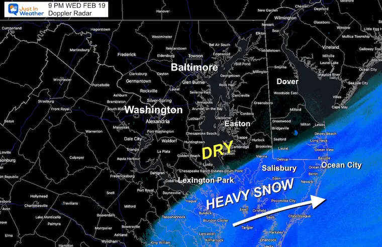 February 19 snow radar Wednesday night