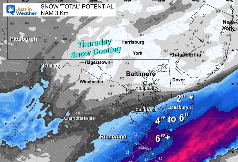 February 19 weather snow total NAM