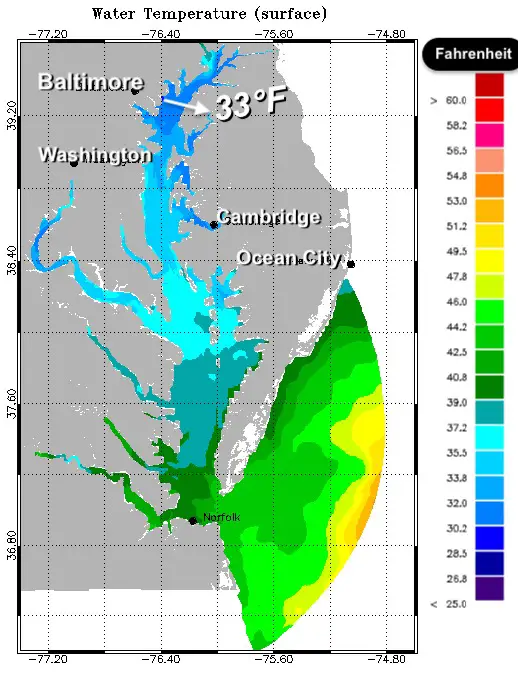 Febrile 2 Chesapeake Bay water temperatures