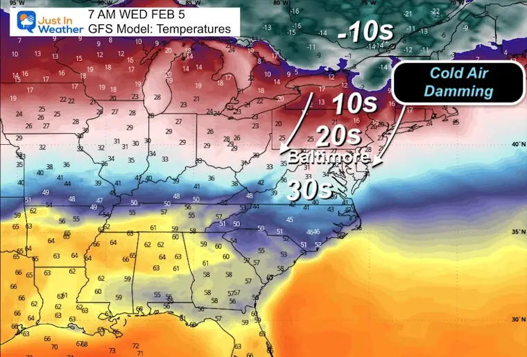 February 2 weather ice storm set up temperatures