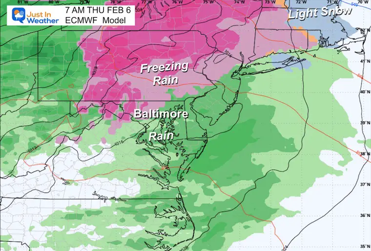 February 2 weather ice storm Thursday morning ECMWF