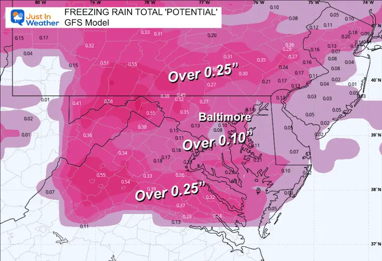 2nd February Forecast Storm Freezing Rain GFS