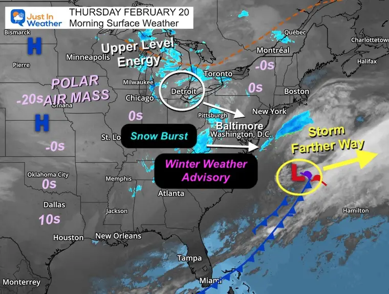 February 20 weather Thursday morning