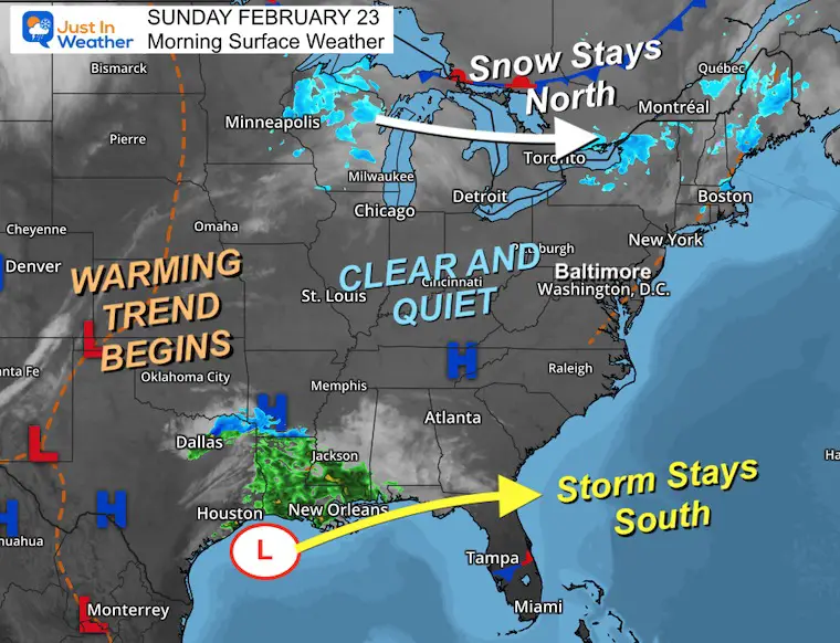 February 23 weather Sunday morning