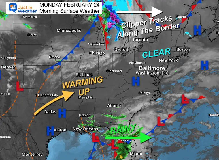 February 24 weather Monday morning