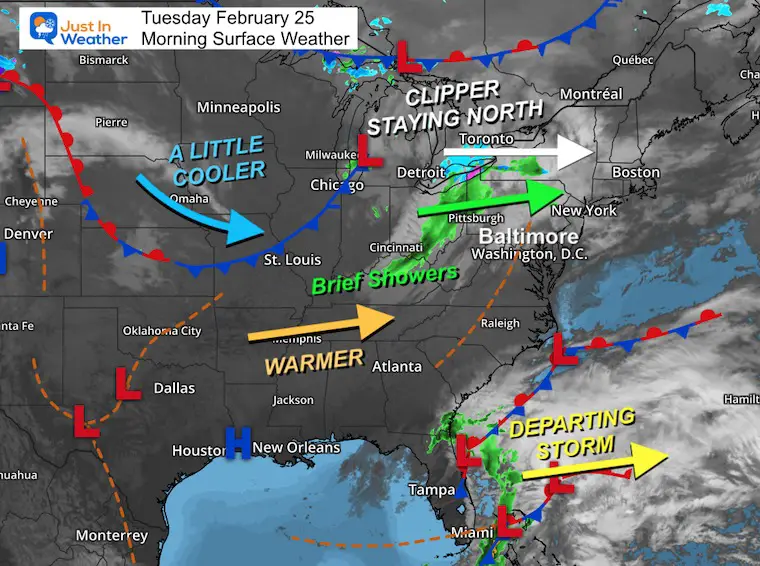 February 25 weather Eastern US Tuesday morning