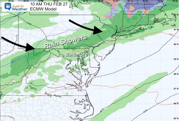 February 25 weather forecast rain storm Thursday