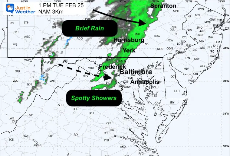 February 25 weather radar rain afternoon