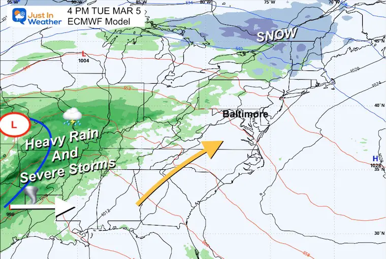 February 28 weather forecast severe weather Tuesday