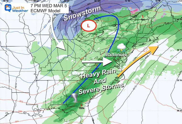 February 28 weather forecast severe weather Wednesday