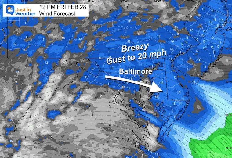 February 28 weather radar forecast Noon Friday