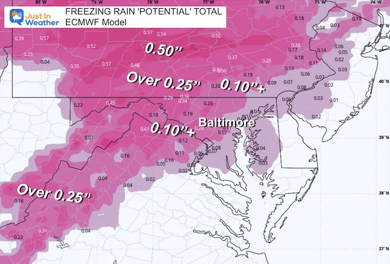 February 3 weather freezing rain forecast Thursday ECMWF