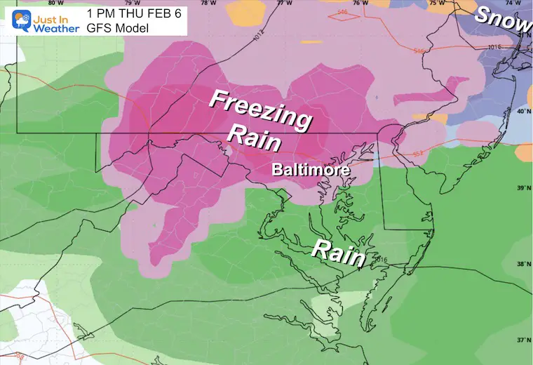 February 3 weather freezing rain Thursday afternoon