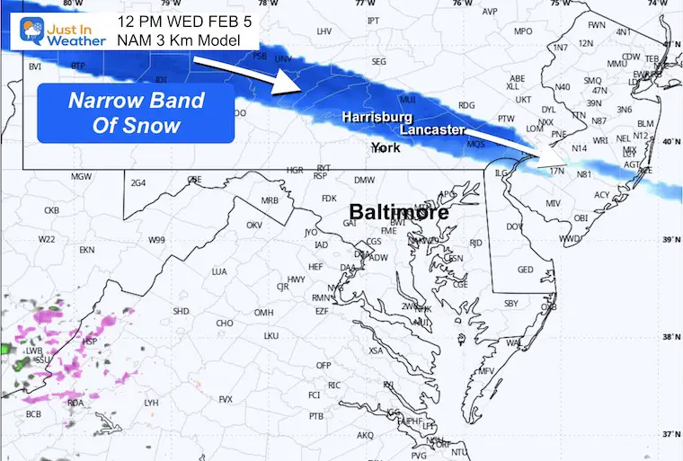 February 3 weather snow ice Wednesday noon