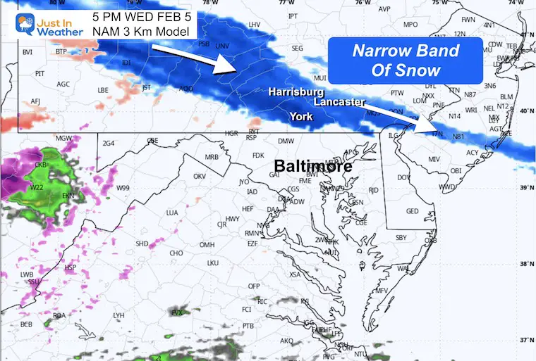 February 3 weather snow ice Wednesday evening