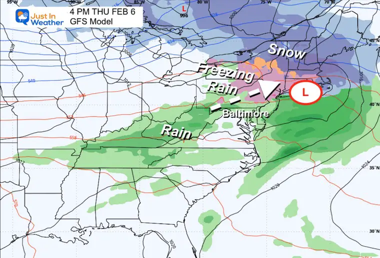 February 3 weather ice storm GFS Thursday afternoon