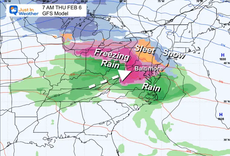 February 3 weather ice storm GFS Thursday morning