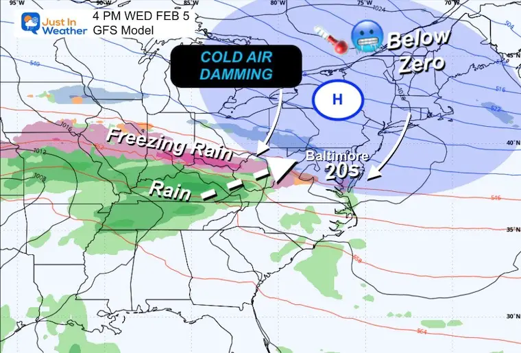 February 3 weather ice storm set up Wednesday afternoon