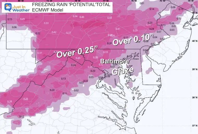 4th February freezing of rain forecast ECMWF