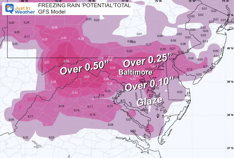 4th February freezing of rain forecast GFS