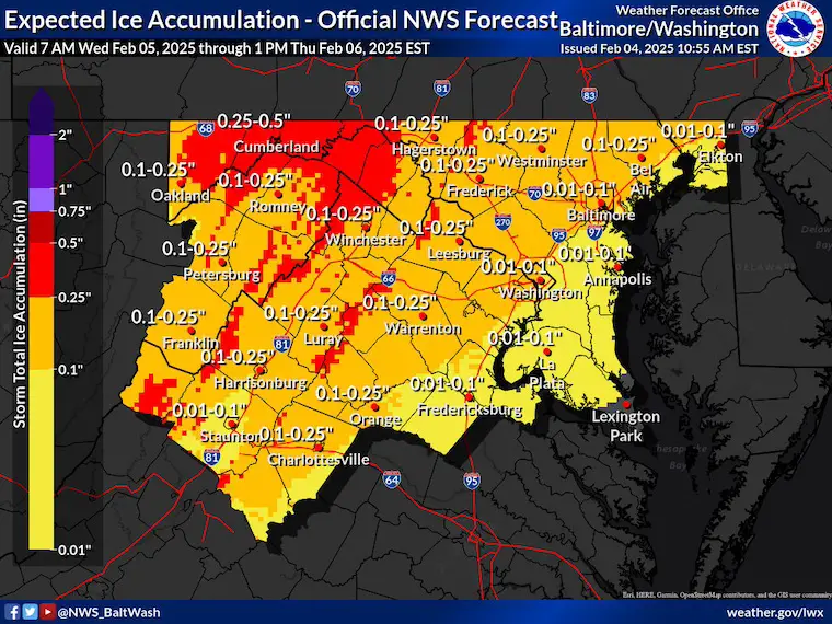 4th February ICE Prognosis National Weather Service Maryland Virginia