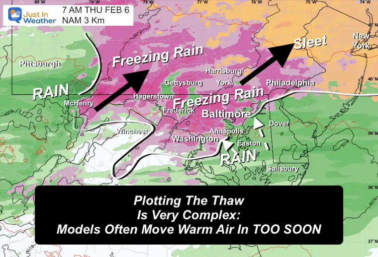 February 4th Ice Storm forecast Thursday Morning at. 7