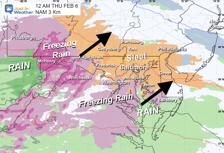 February 4 ice storm forecast midnight Thursday