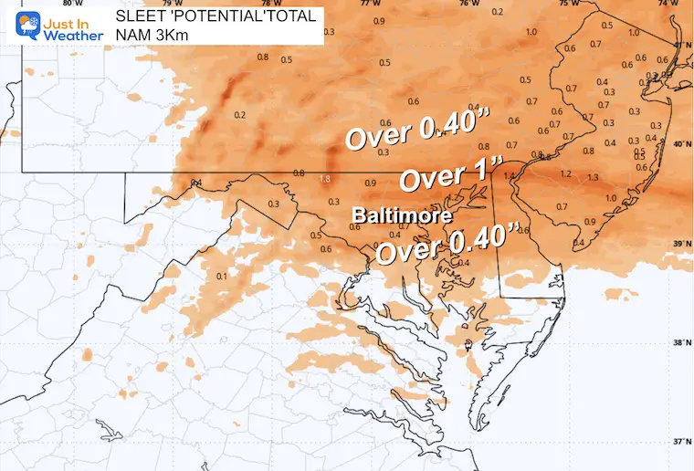 February 4 sleet forecast NAM