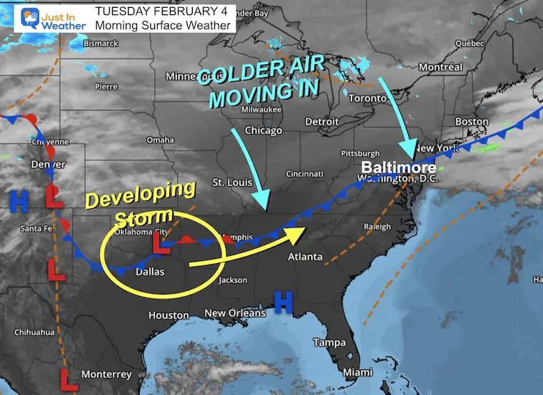 February 4 weather Tuesday morning