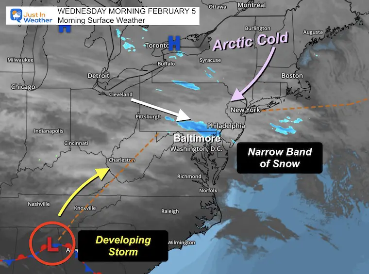 February 5 weather Wednesday morning