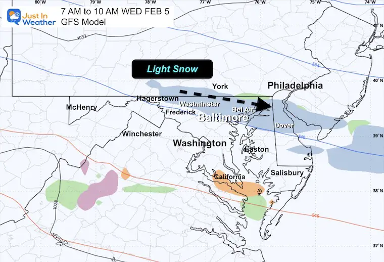 February 5 weather snow Wednesday morning GFS